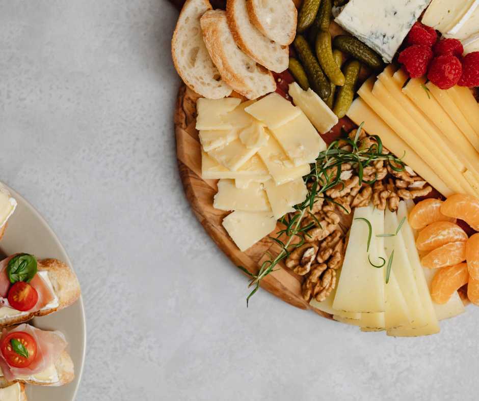board with cheddar cheese