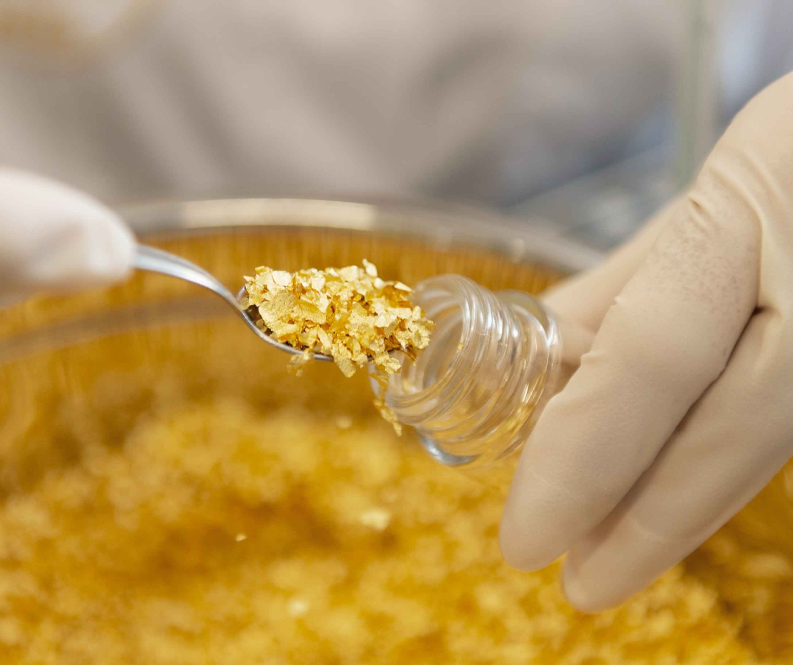 pouring edible gold