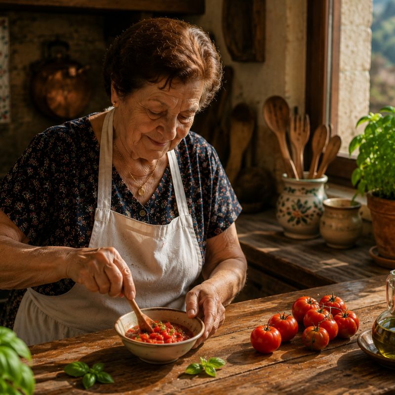 grandma making passata