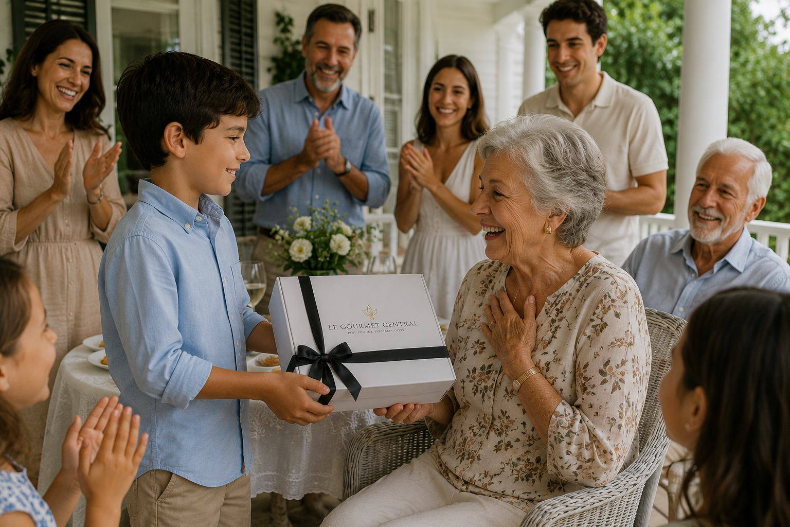 grandma receiving a giftbox