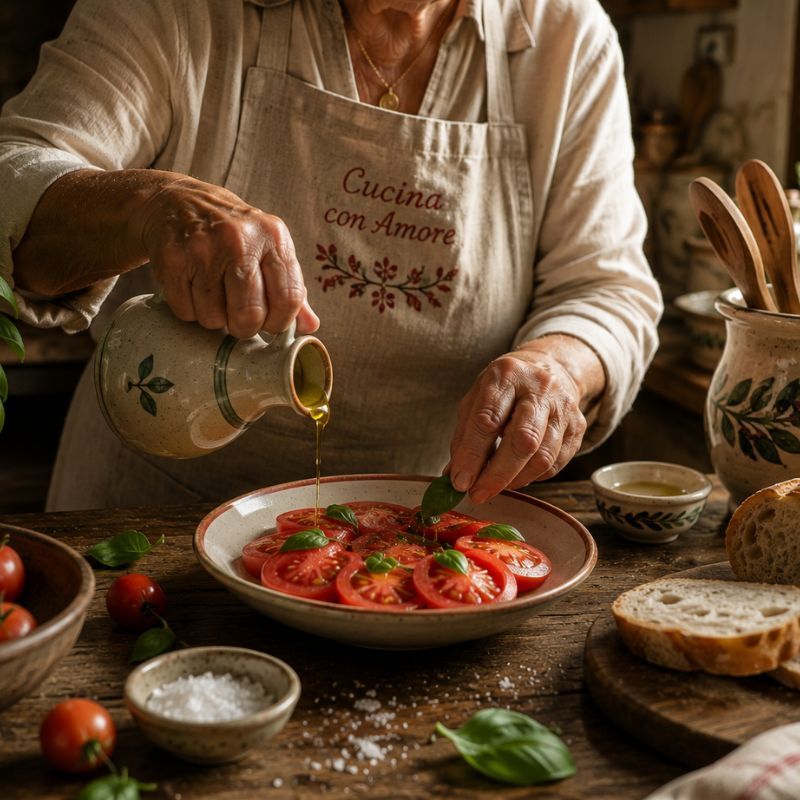 grandmother making tomato sauce