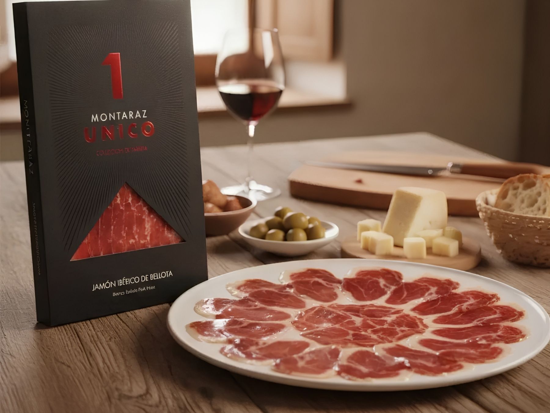 Montaraz ham placed on a plate