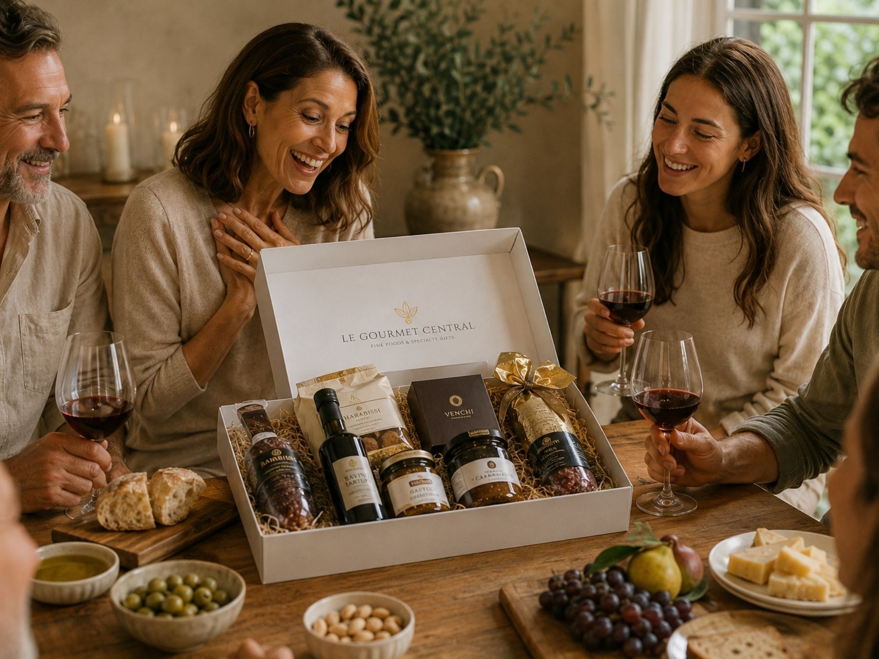 mother receiving a le gourmet central gift box
