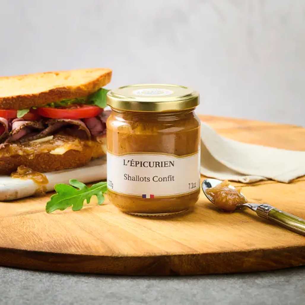 a sandwhich with shallot confit