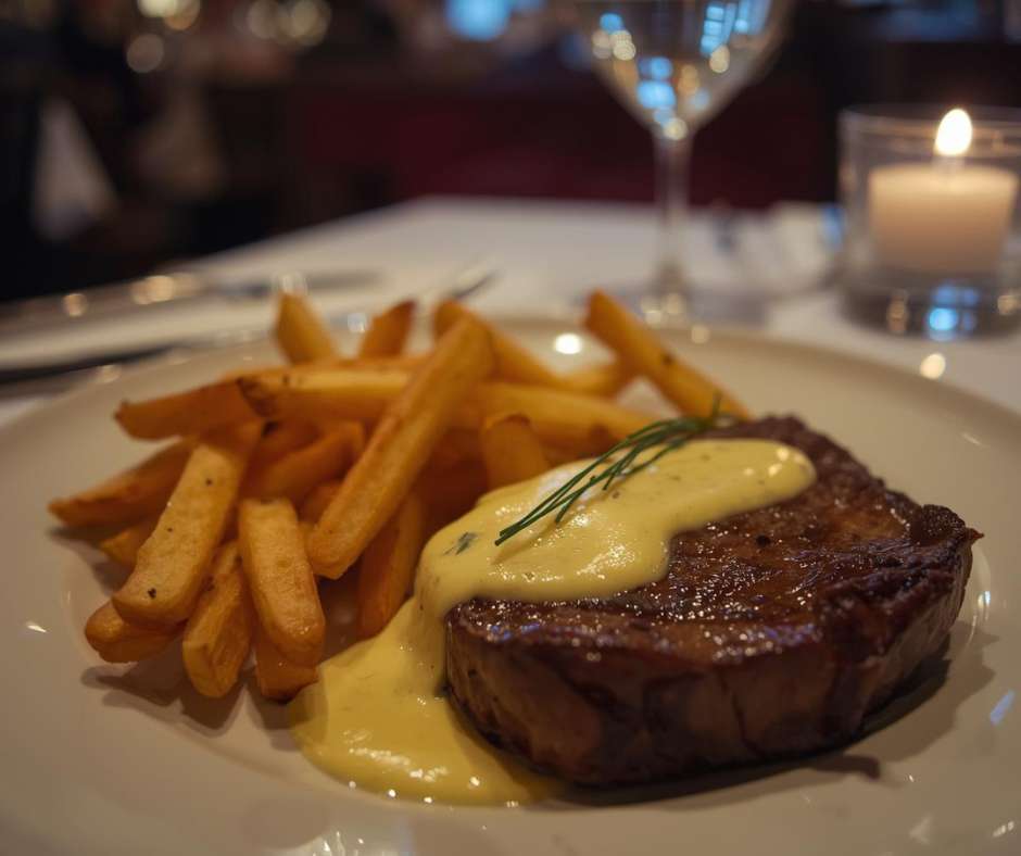 Pan-seared steak, crisp frites, b&eacute;arnaise