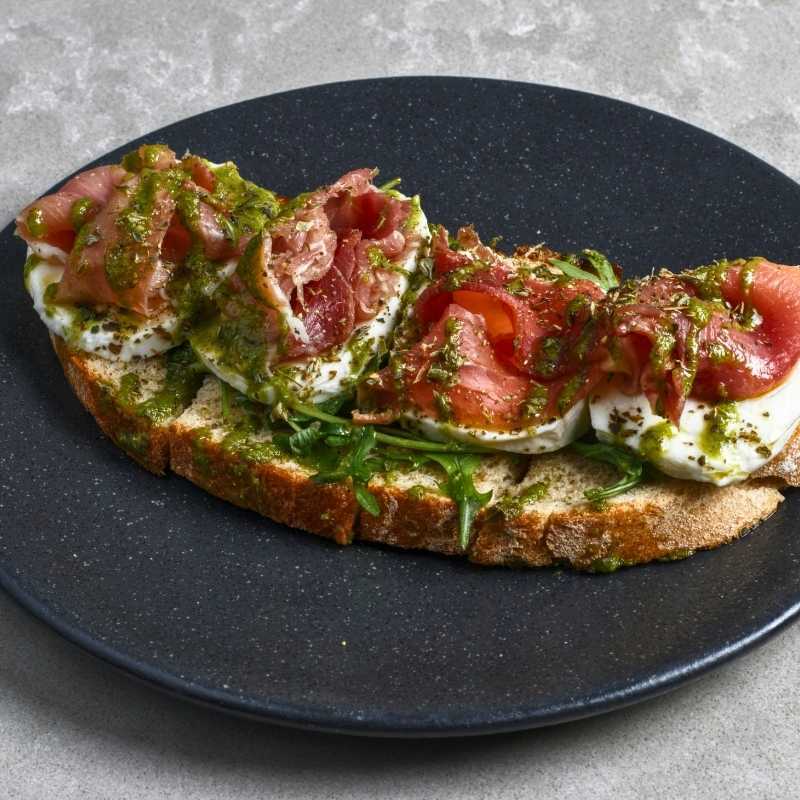 toast with pesto on top